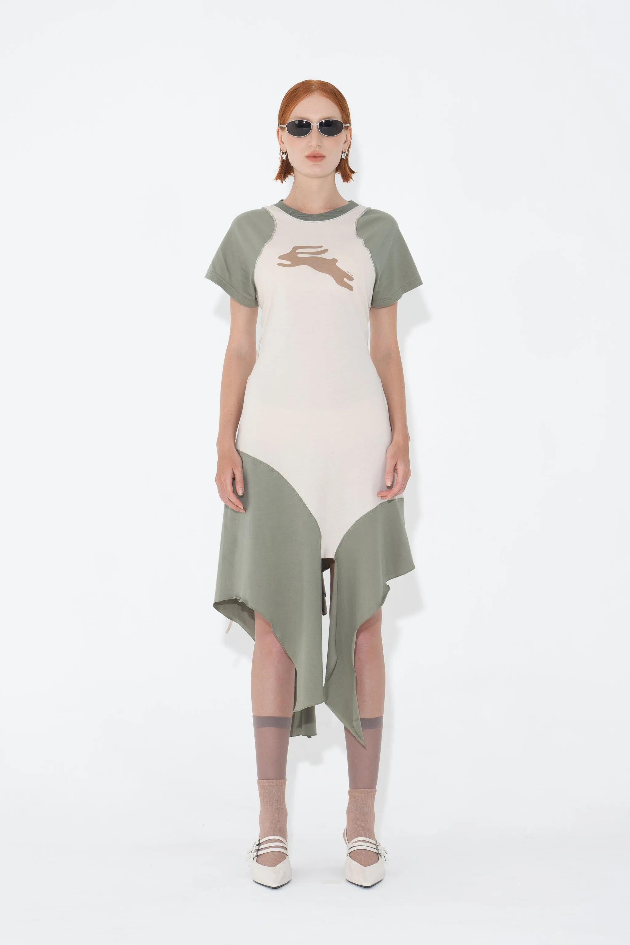 Raglan Tie Dress in Globe Hopper