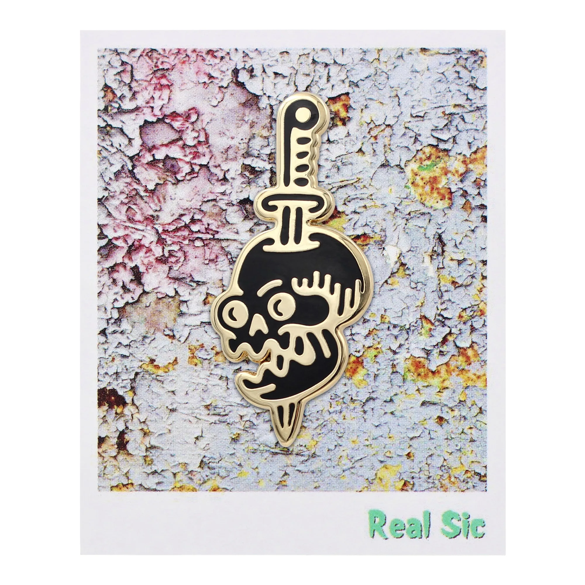 Real Sic Tattoo Style Skull - Occult, Halloween Enamel Pin