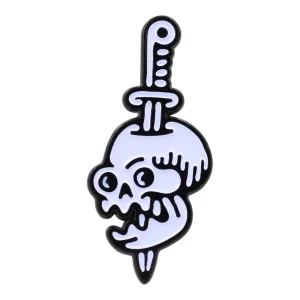 Real Sic Tattoo Style Skull - Occult, Halloween Enamel Pin