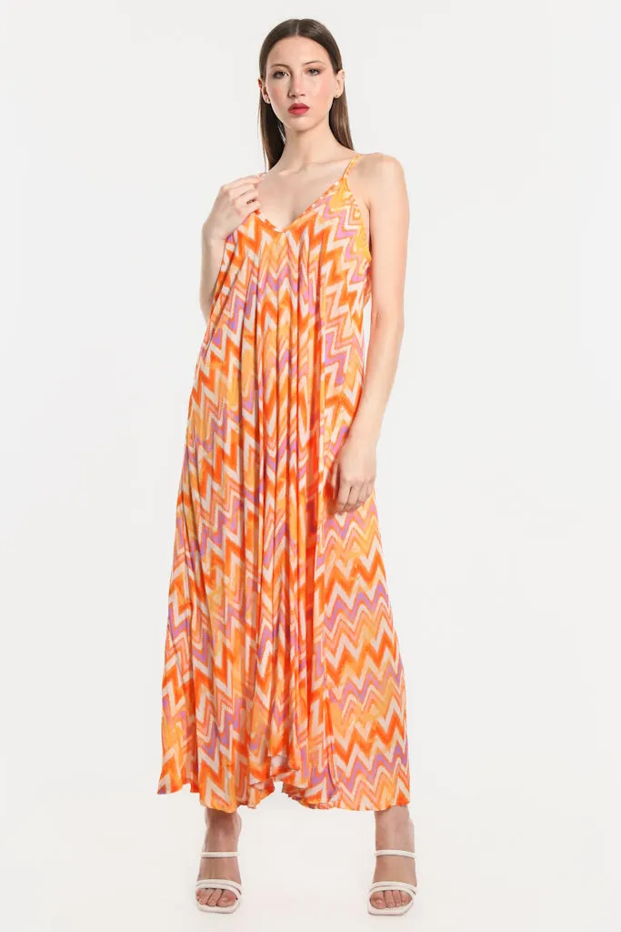 River Zigzag Viscose Slip Dress (DT111Z) - FINAL SALE