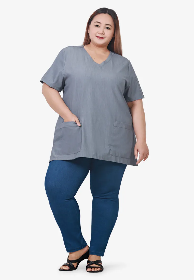 Scully Scrubs Short Sleeve Top - Blue