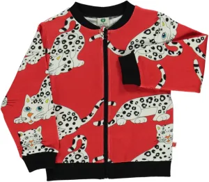 Sweat jacket with snow leopard