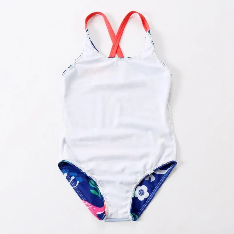 Toddler/Kid Girl's Blue Dinosaur Print Swimsuit