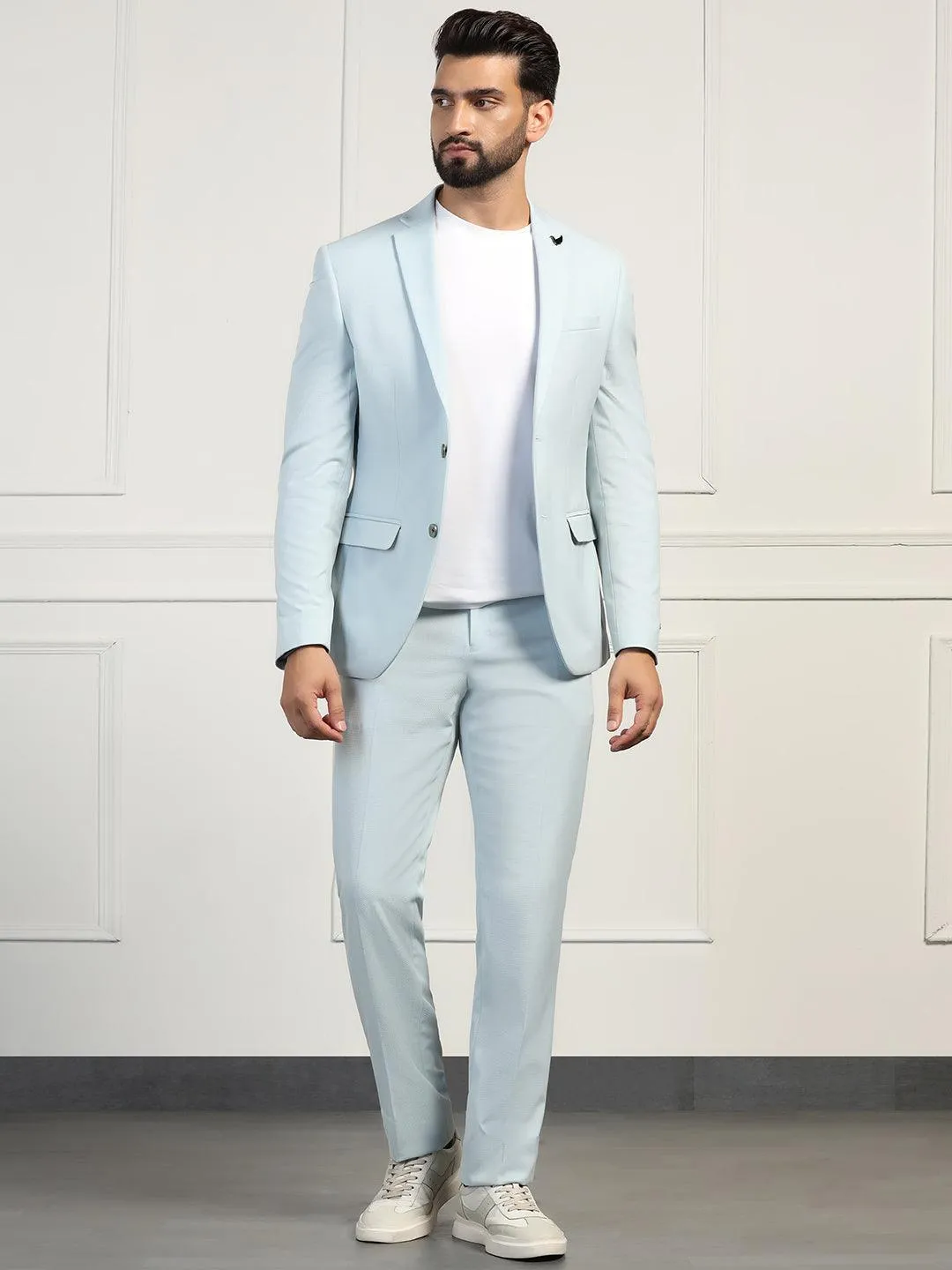 Two Piece Mint Textured Formal Suit - Zanite