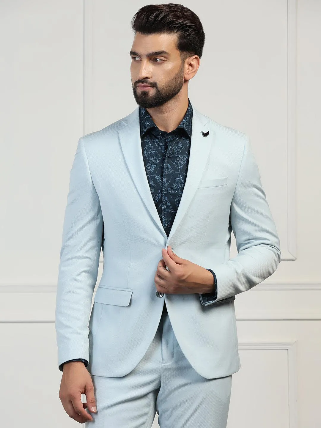 Two Piece Mint Textured Formal Suit - Zanite