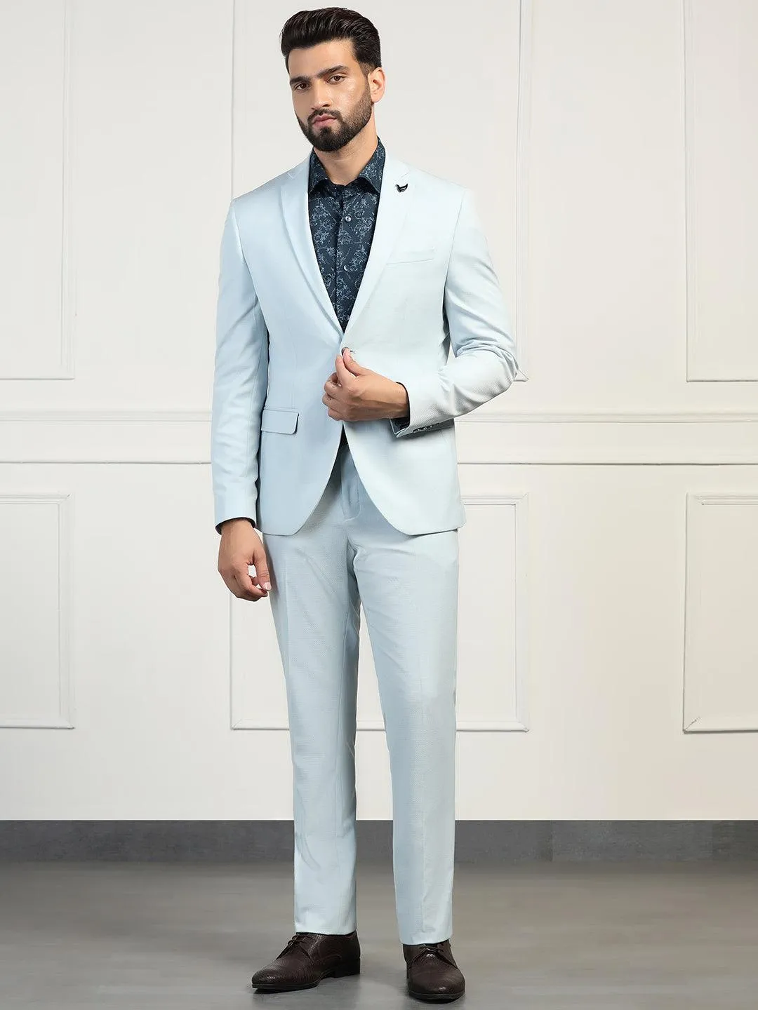 Two Piece Mint Textured Formal Suit - Zanite