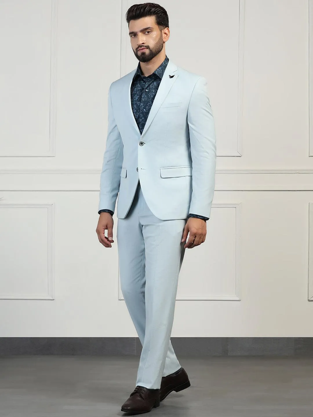 Two Piece Mint Textured Formal Suit - Zanite