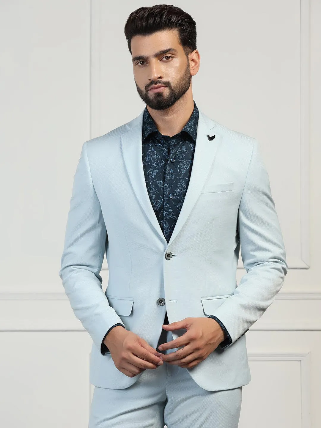 Two Piece Mint Textured Formal Suit - Zanite