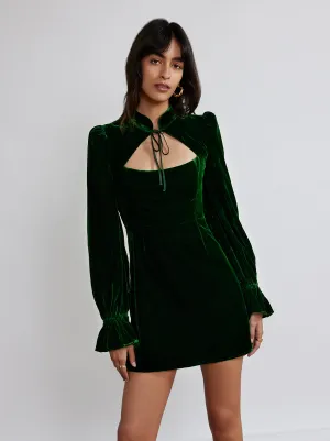 Valentina Green Velvet Mini Dress