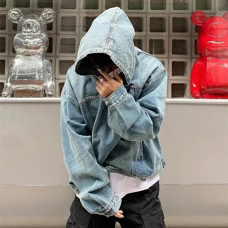 Wiaofellas High-end Vintage Men Hooded Jacket Sweatshirts Streetwear Casual Y2k Tops Loose Hip Hop Anime Hoodies Harajuku Pullovers