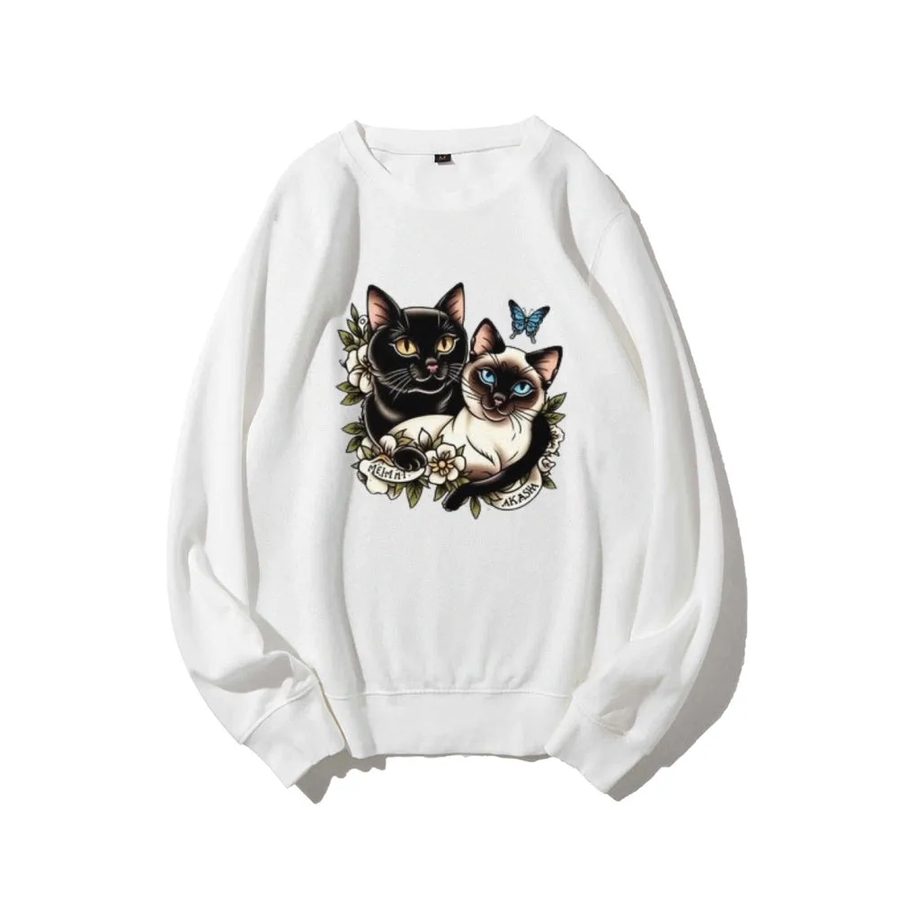 Women Akasha And Meimei Cat Graphic Sweatshirts