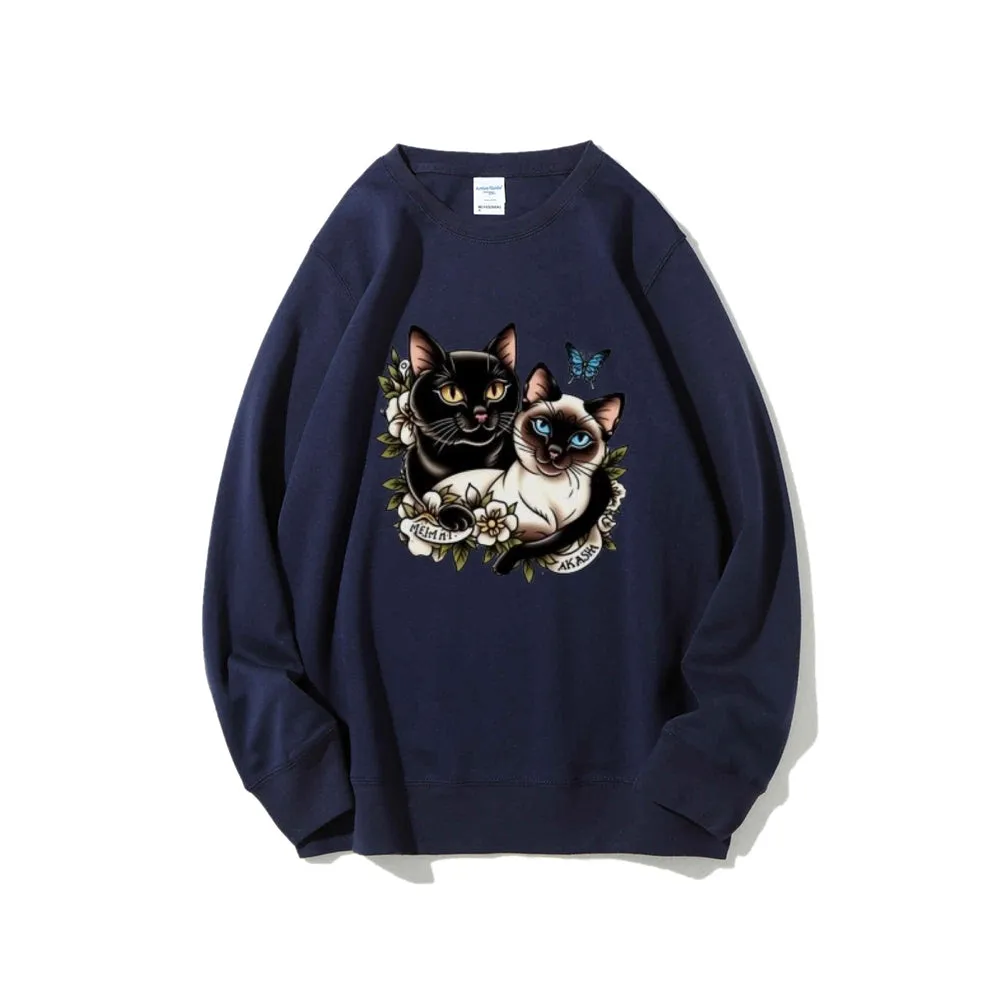 Women Akasha And Meimei Cat Graphic Sweatshirts