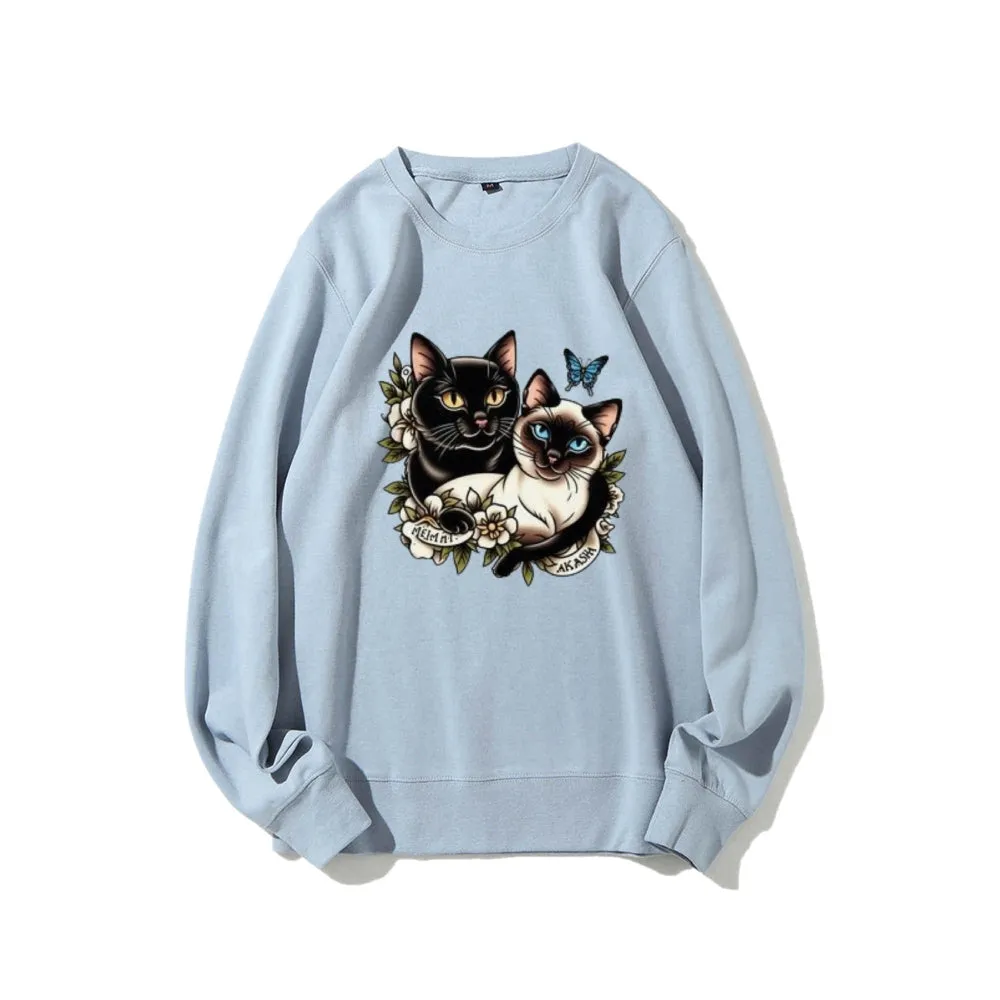 Women Akasha And Meimei Cat Graphic Sweatshirts