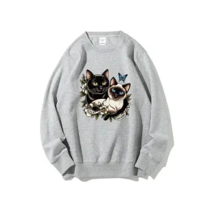 Women Akasha And Meimei Cat Graphic Sweatshirts