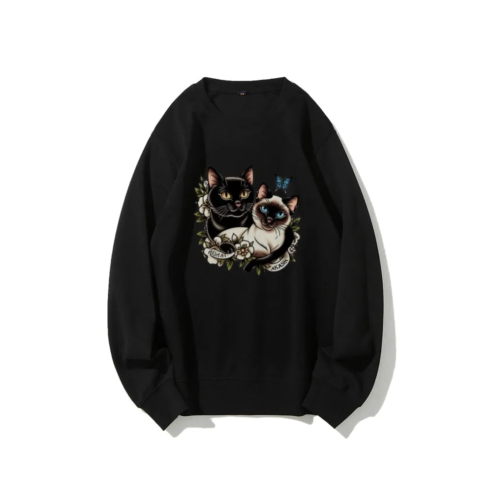 Women Akasha And Meimei Cat Graphic Sweatshirts