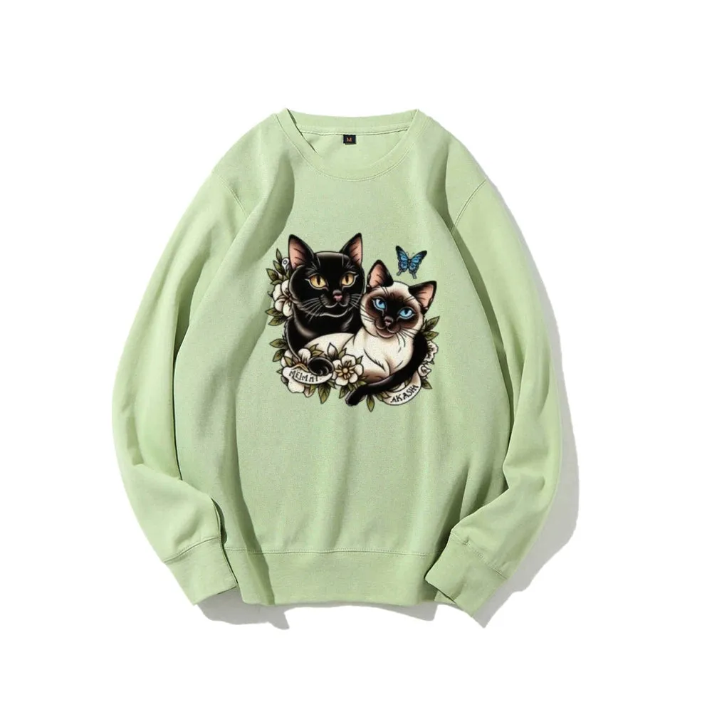 Women Akasha And Meimei Cat Graphic Sweatshirts