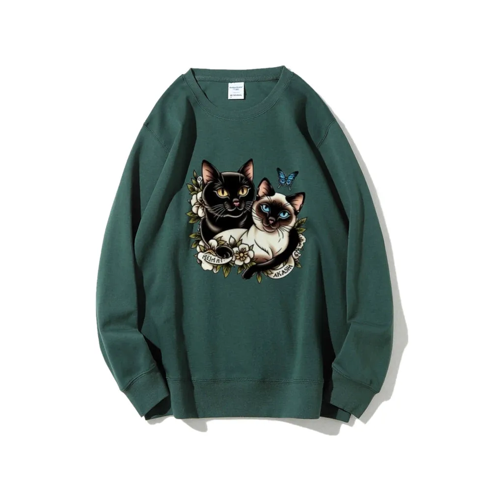 Women Akasha And Meimei Cat Graphic Sweatshirts