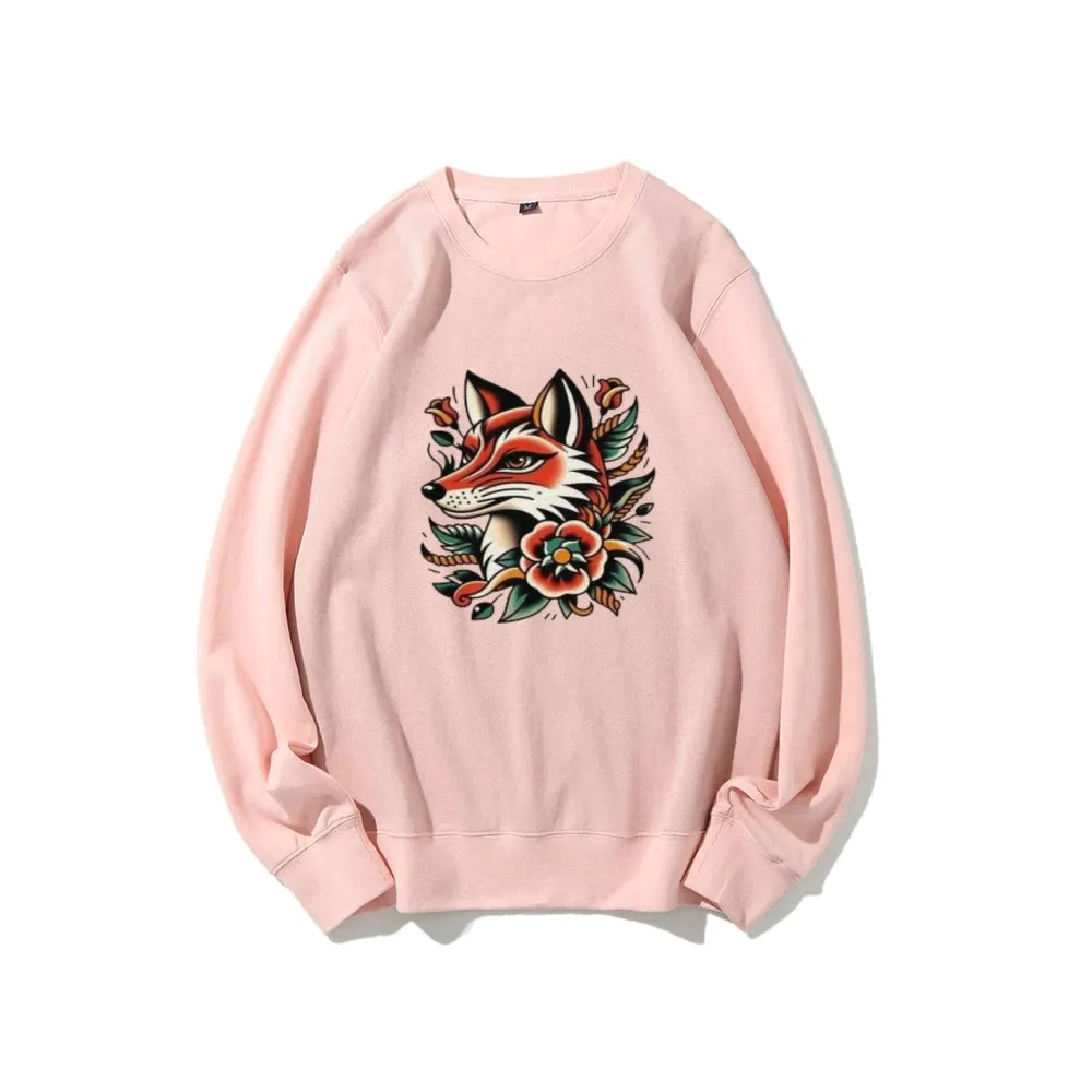 Women Fox and Flower Graphic Sweatshirts