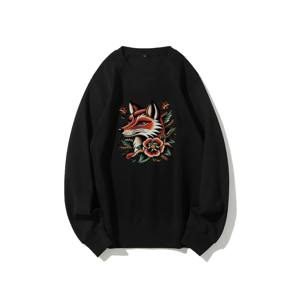 Women Fox and Flower Graphic Sweatshirts