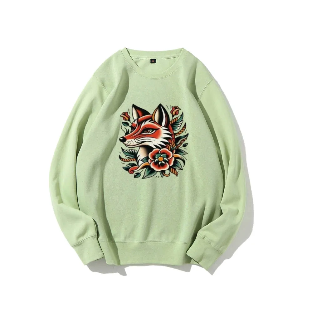 Women Fox and Flower Graphic Sweatshirts