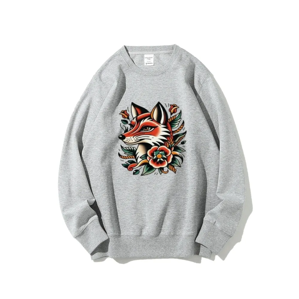 Women Fox and Flower Graphic Sweatshirts