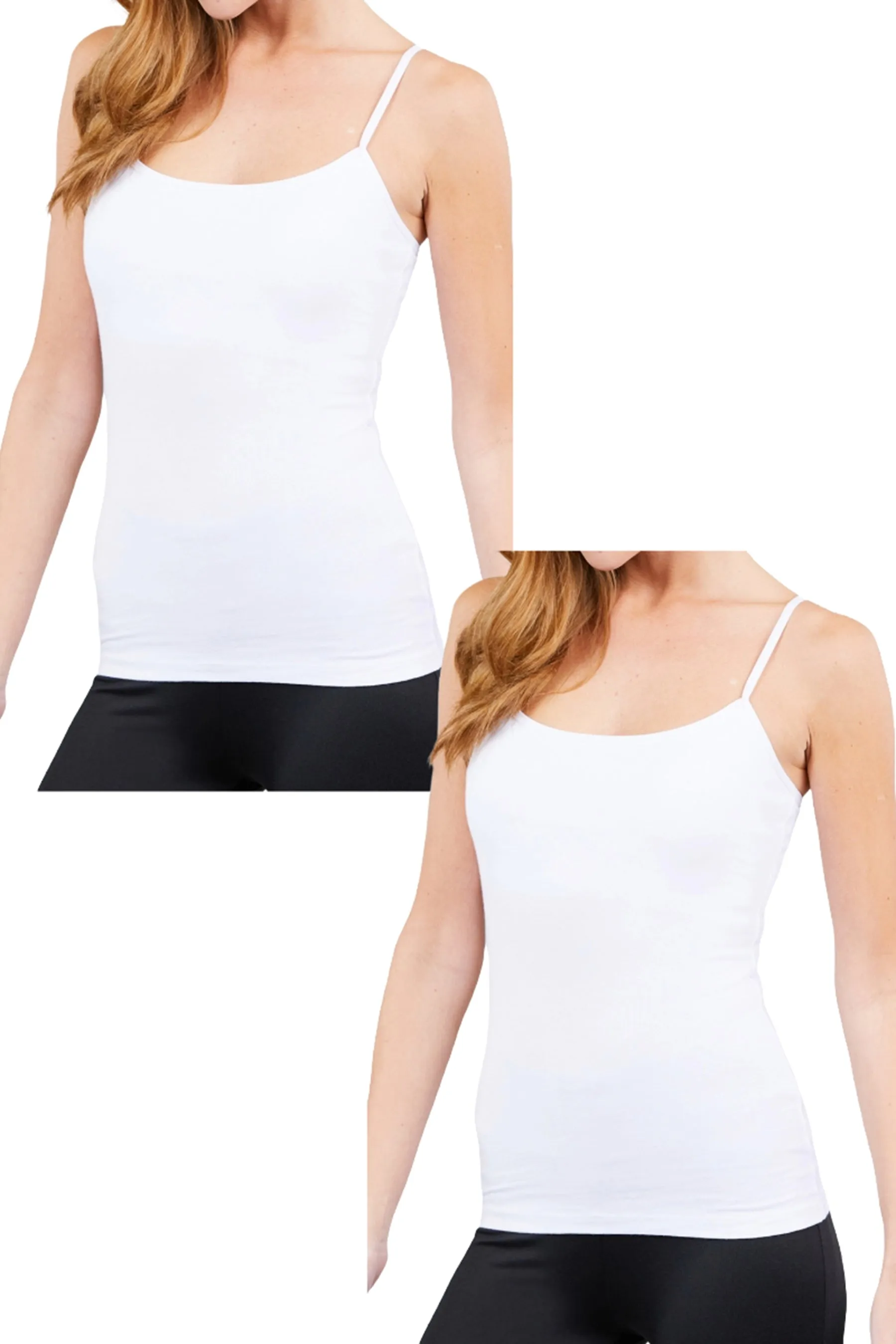 Women's Cropped Cami Tank with Adjustable Spaghetti Straps 2-Pack