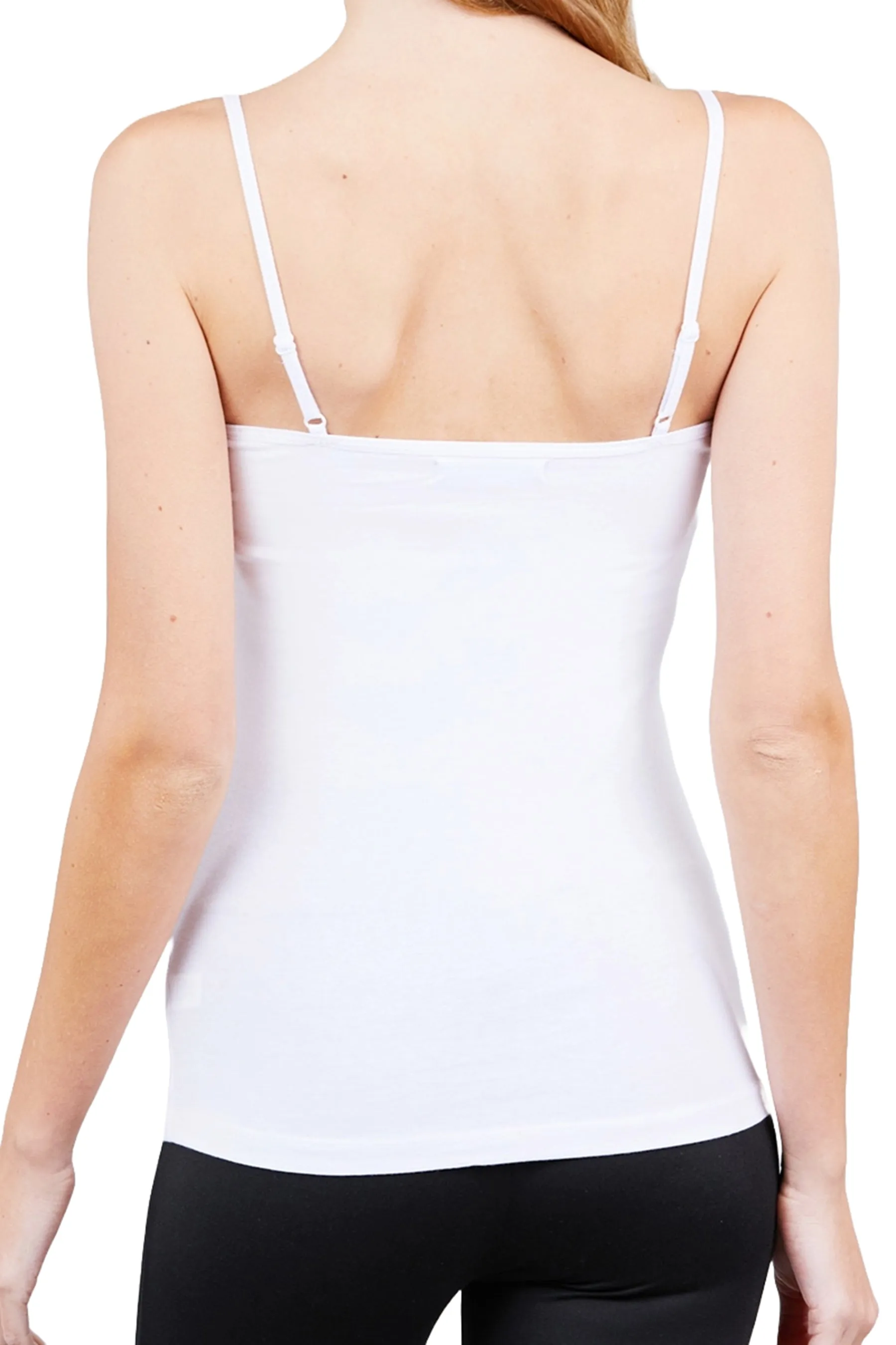 Women's Cropped Cami Tank with Adjustable Spaghetti Straps 2-Pack