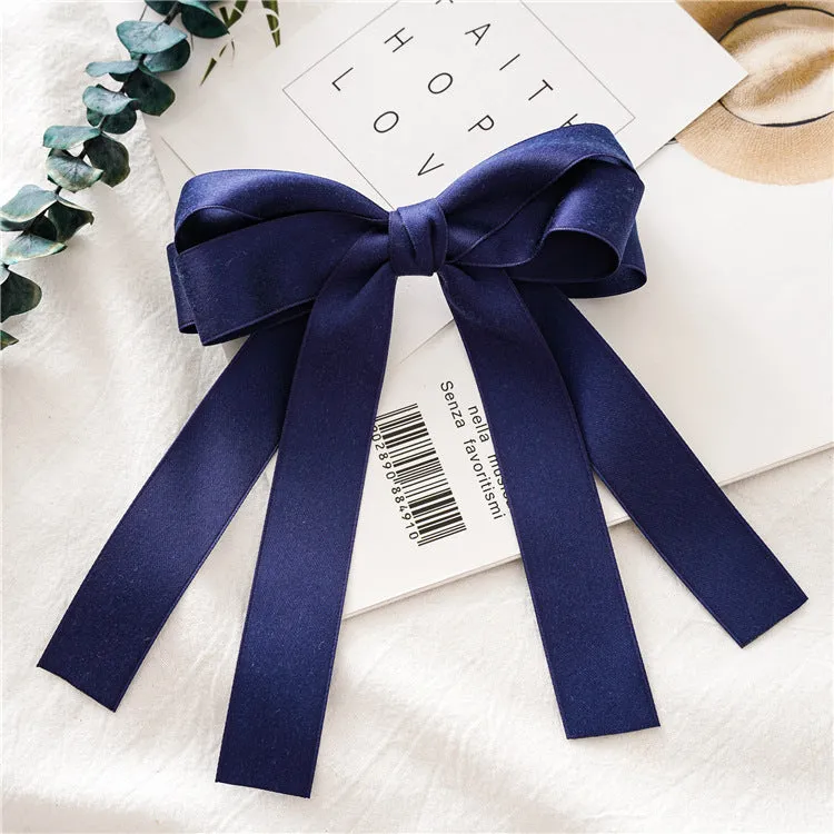 Women's Hair Band Bow Ribbon Hairpin Spring Clip