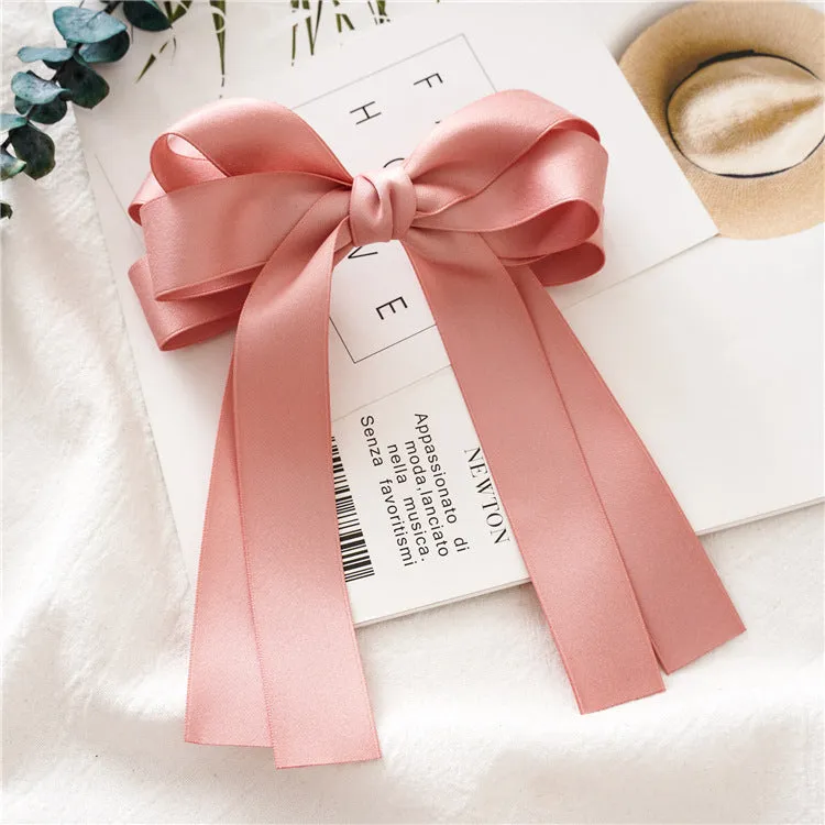 Women's Hair Band Bow Ribbon Hairpin Spring Clip