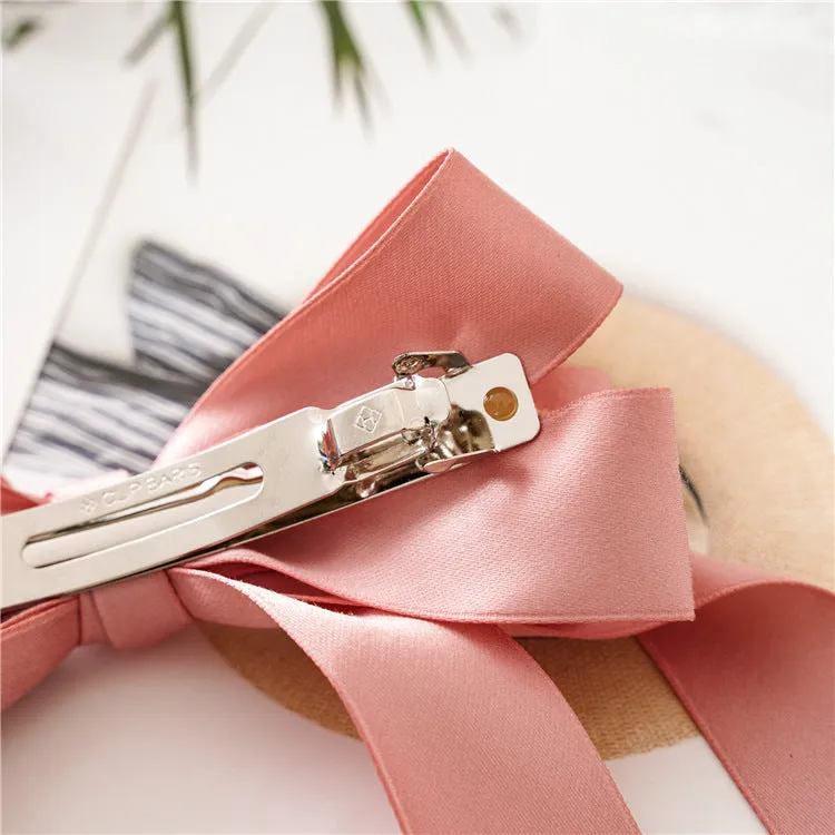 Women's Hair Band Bow Ribbon Hairpin Spring Clip