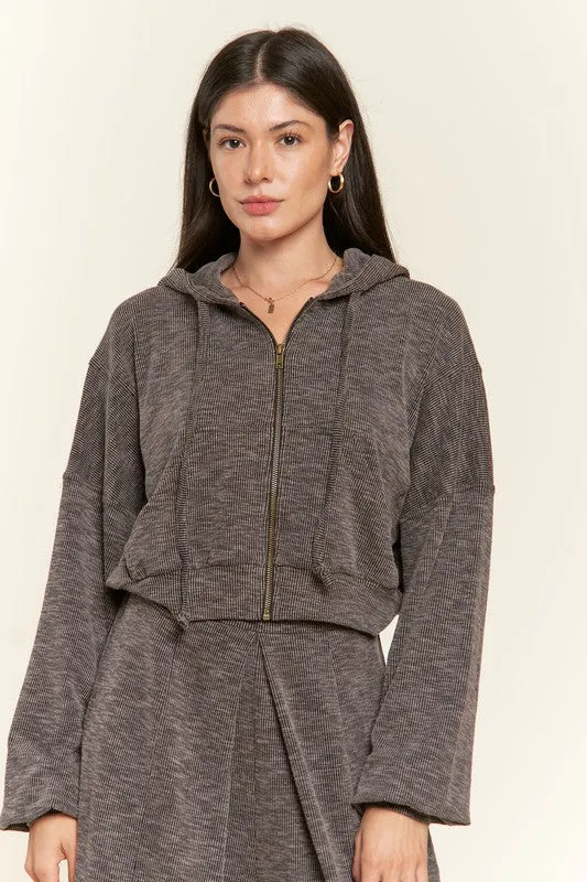 Zip-up drop shoulder hooded jacket - online exclusive